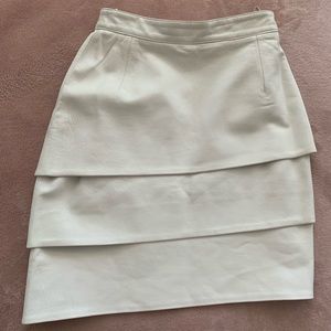 Retro 80s Vintage Leather Skirt White Mini